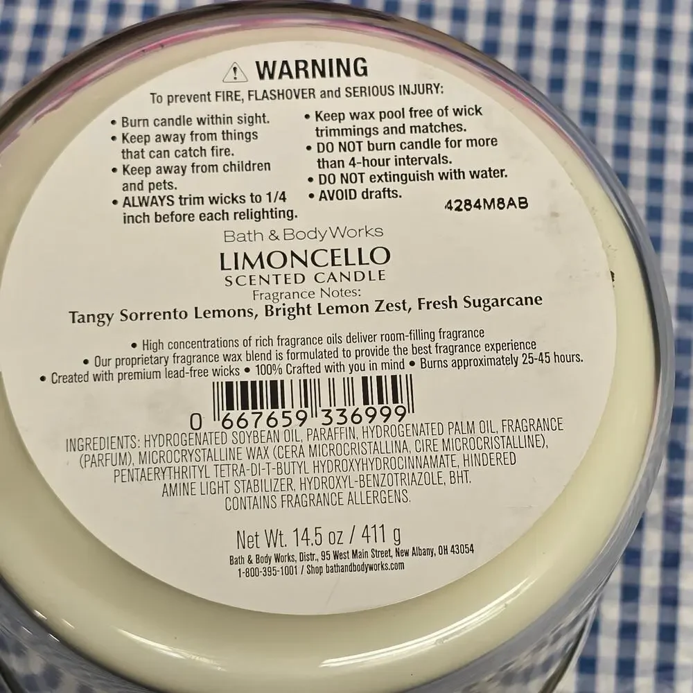 BBW Lemon Limoncello Large 3 Wick Candle Home Fragrance Decor Soy Wax Blend
